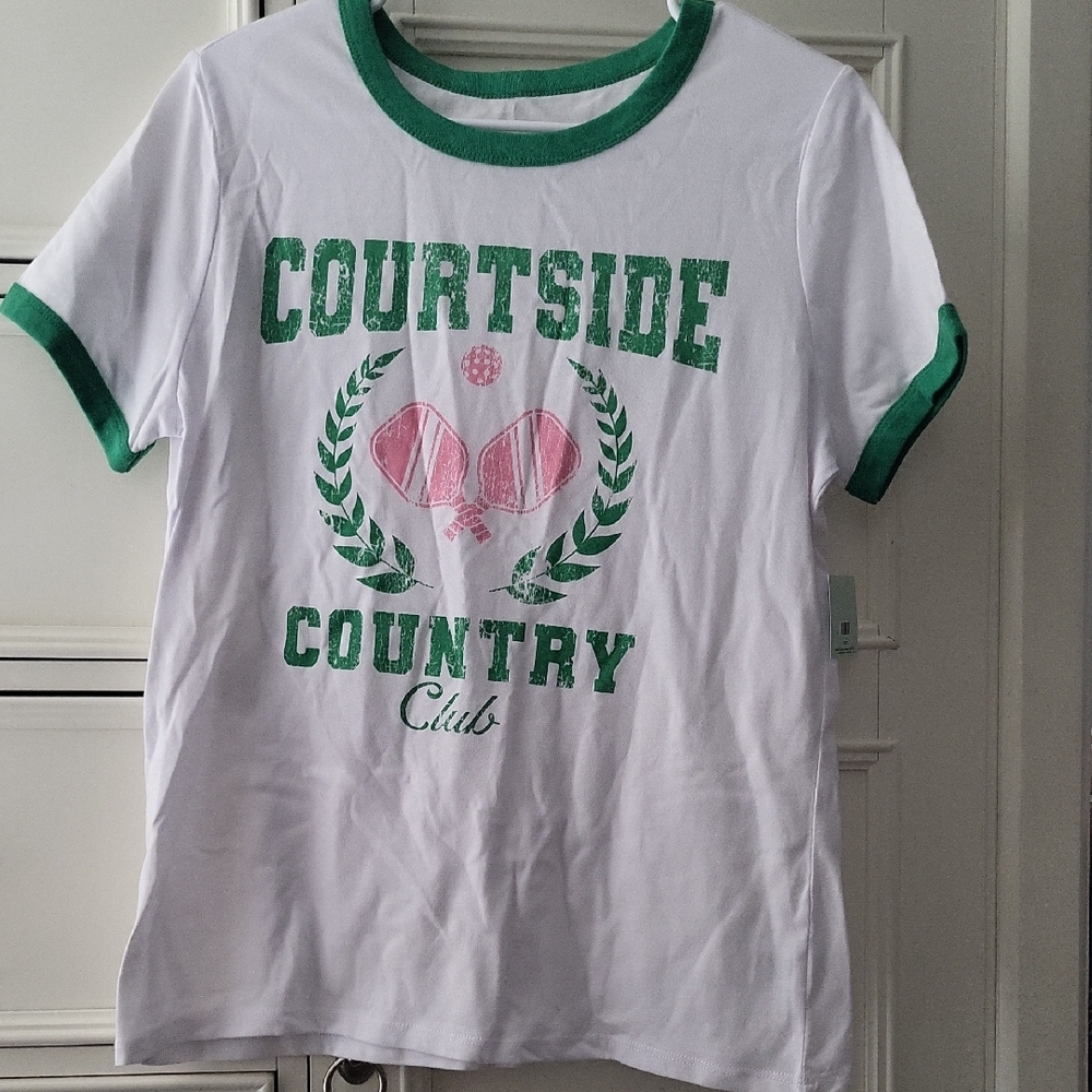 Freeze Courtside Country Club Pickleball Tee - White and Green